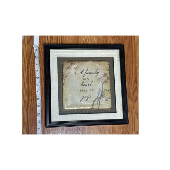 Rustic Family Quote Wall Art - "A Family is a heart full of joy" Bird & Tree - Picture 3 of 4